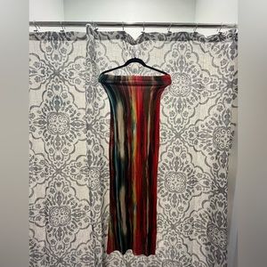 Red/Multicolor Strapless Dress